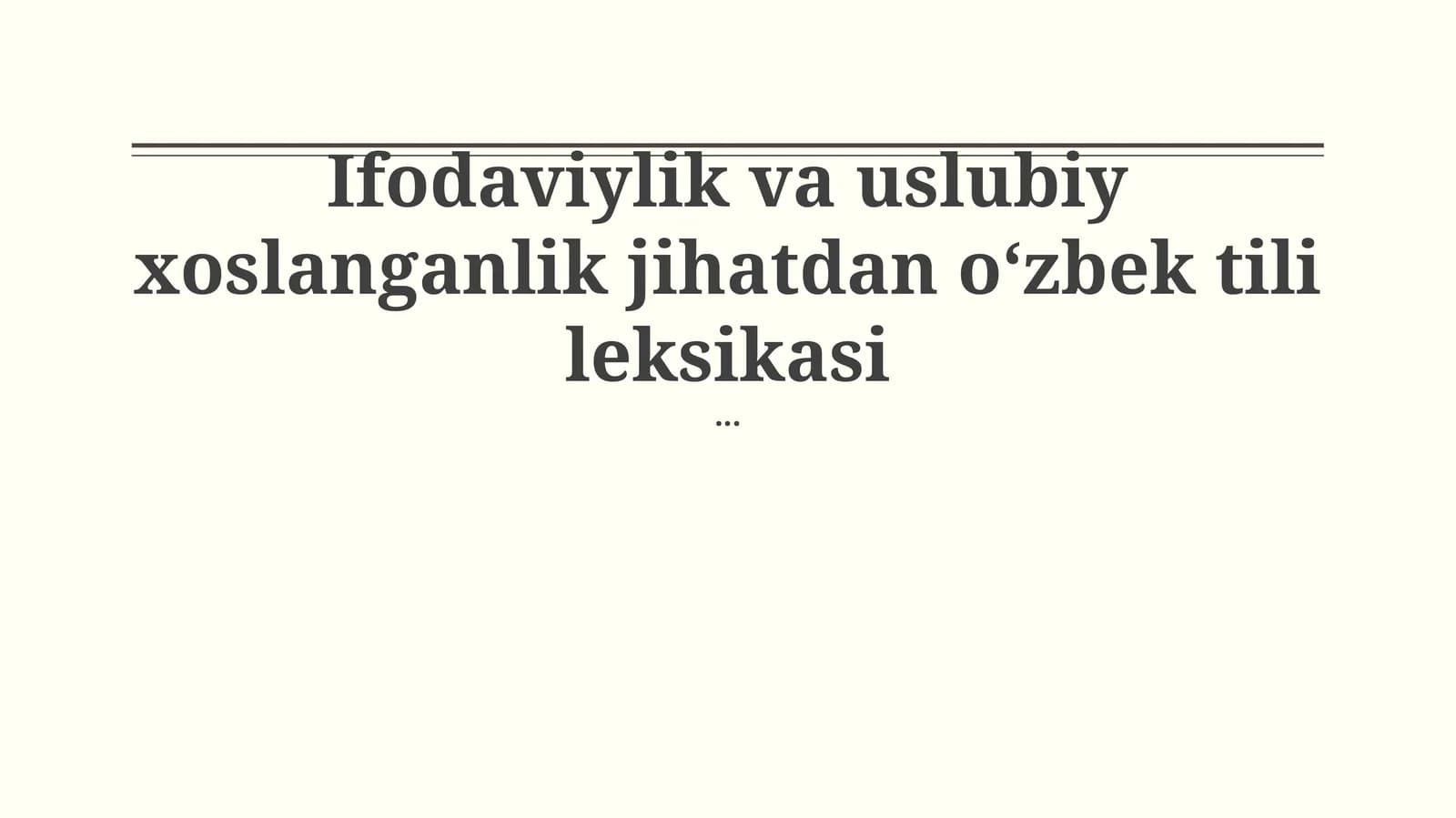 O'zbek tili leksikasi