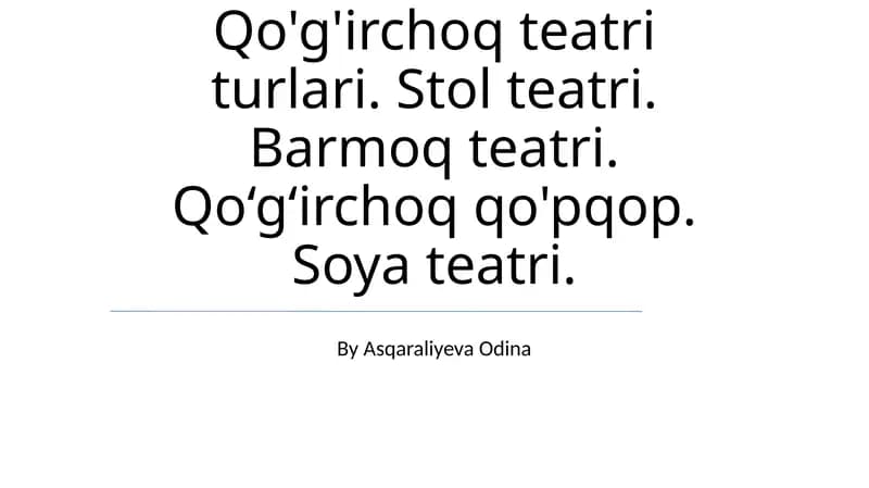 Qo'g'irchoq Teatri: Imkoniyatlar Dunyosi