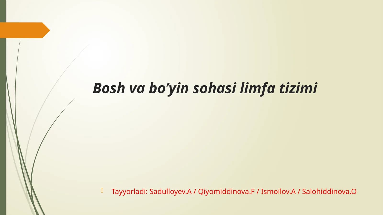 Bosh va bo’yin sohasi limfa tizimi.