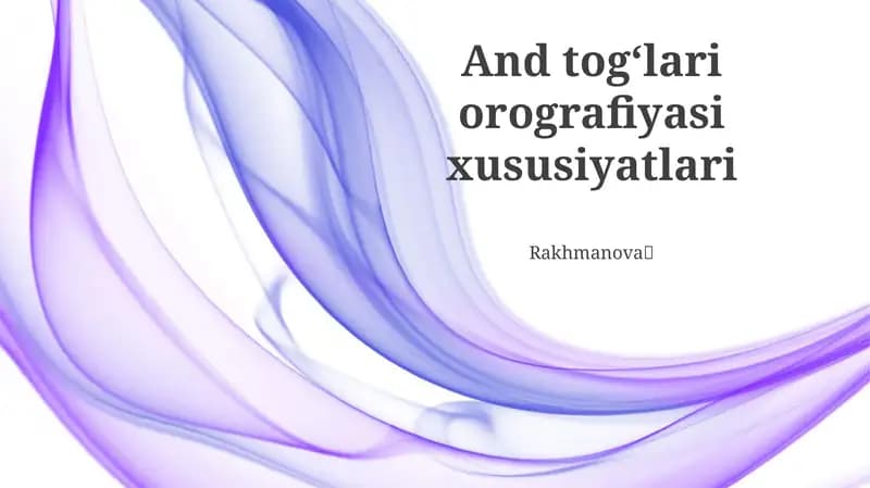 And togʻlari orografiyasi xususiyatlari