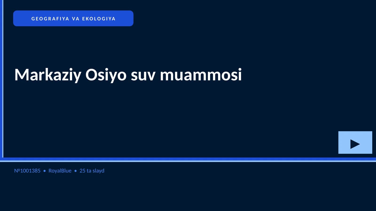 Markaziy Osiyo suv muammosi