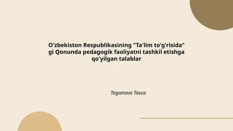 Ta'lim to'g'risida Qonun
