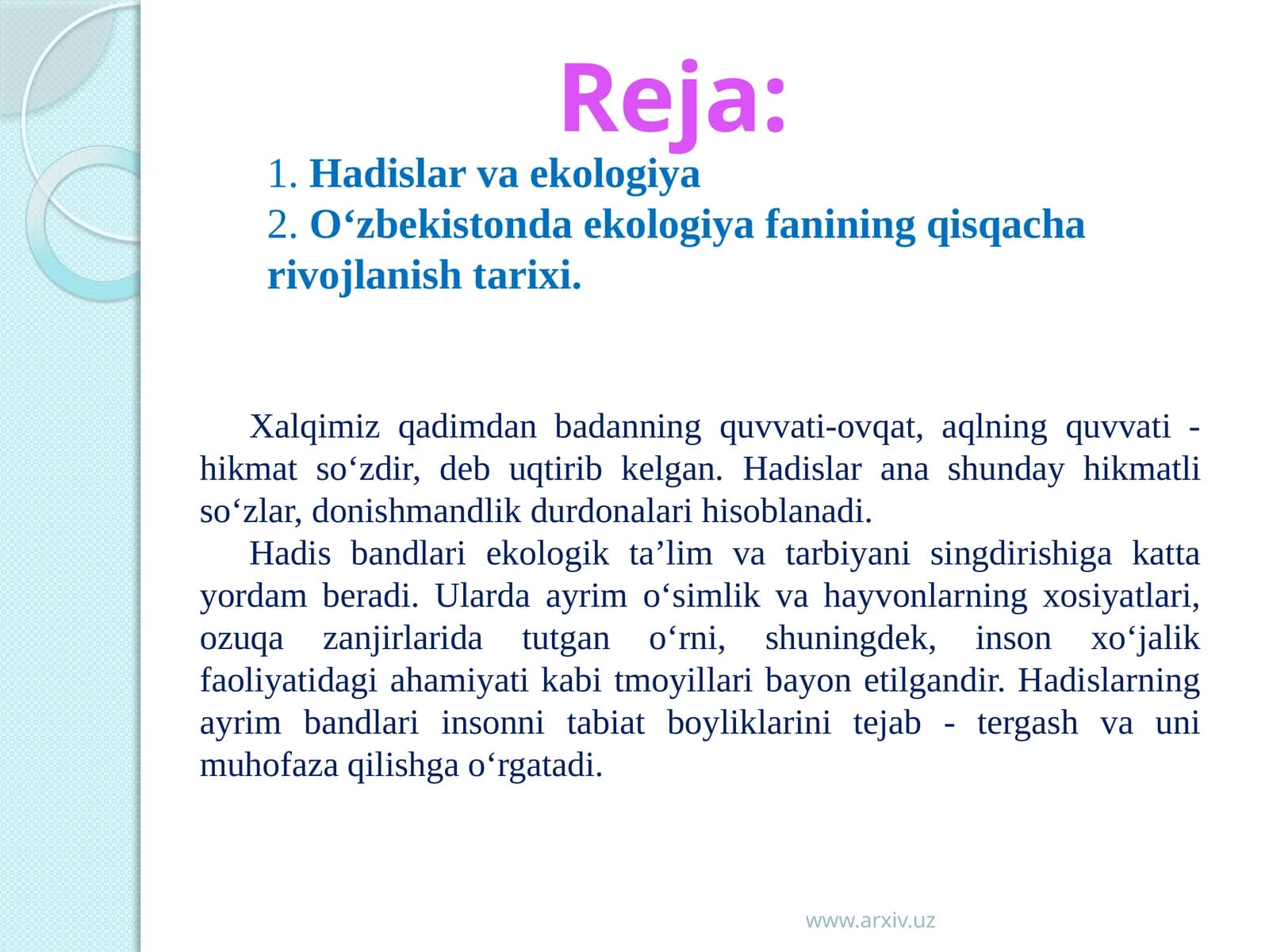 Hadislar va Ekologiya