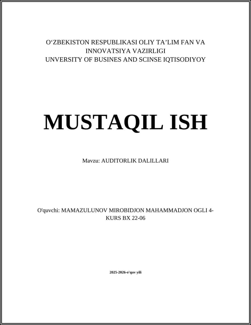 AUDITORLIK DALILLARI
