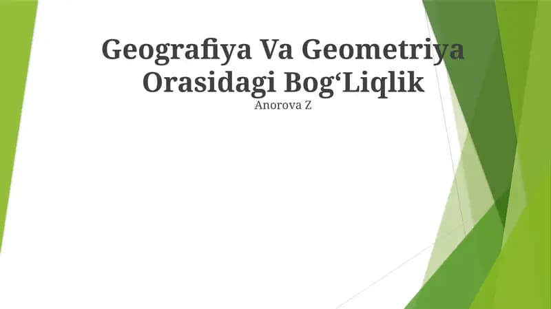 Geografiya Va Geometriya Orasidagi BogʻLiqlik