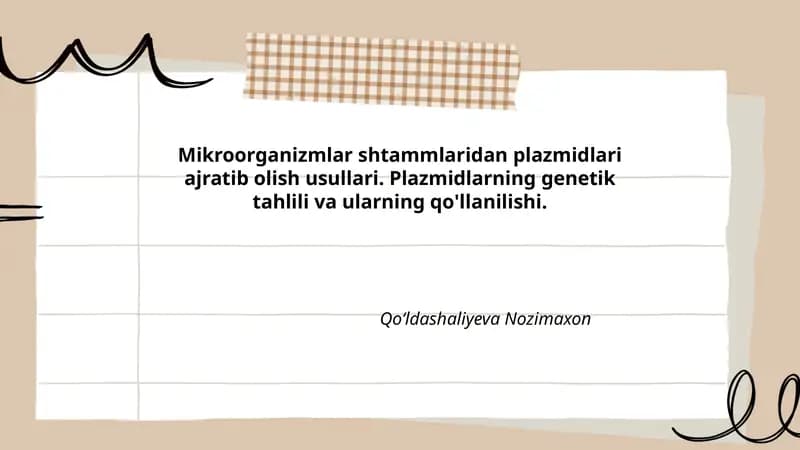 Plazmidlarning genetik tahlili