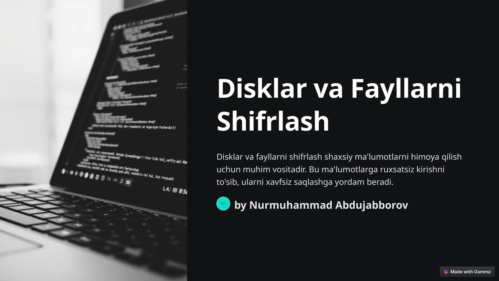 Disklar va Fayllarni Shifrlash