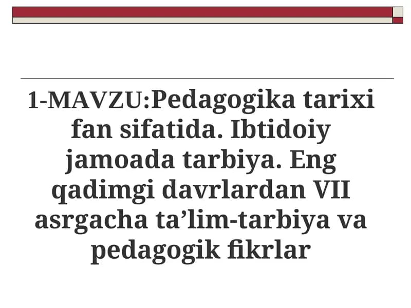 Pedagogika tarixi fan sifatida