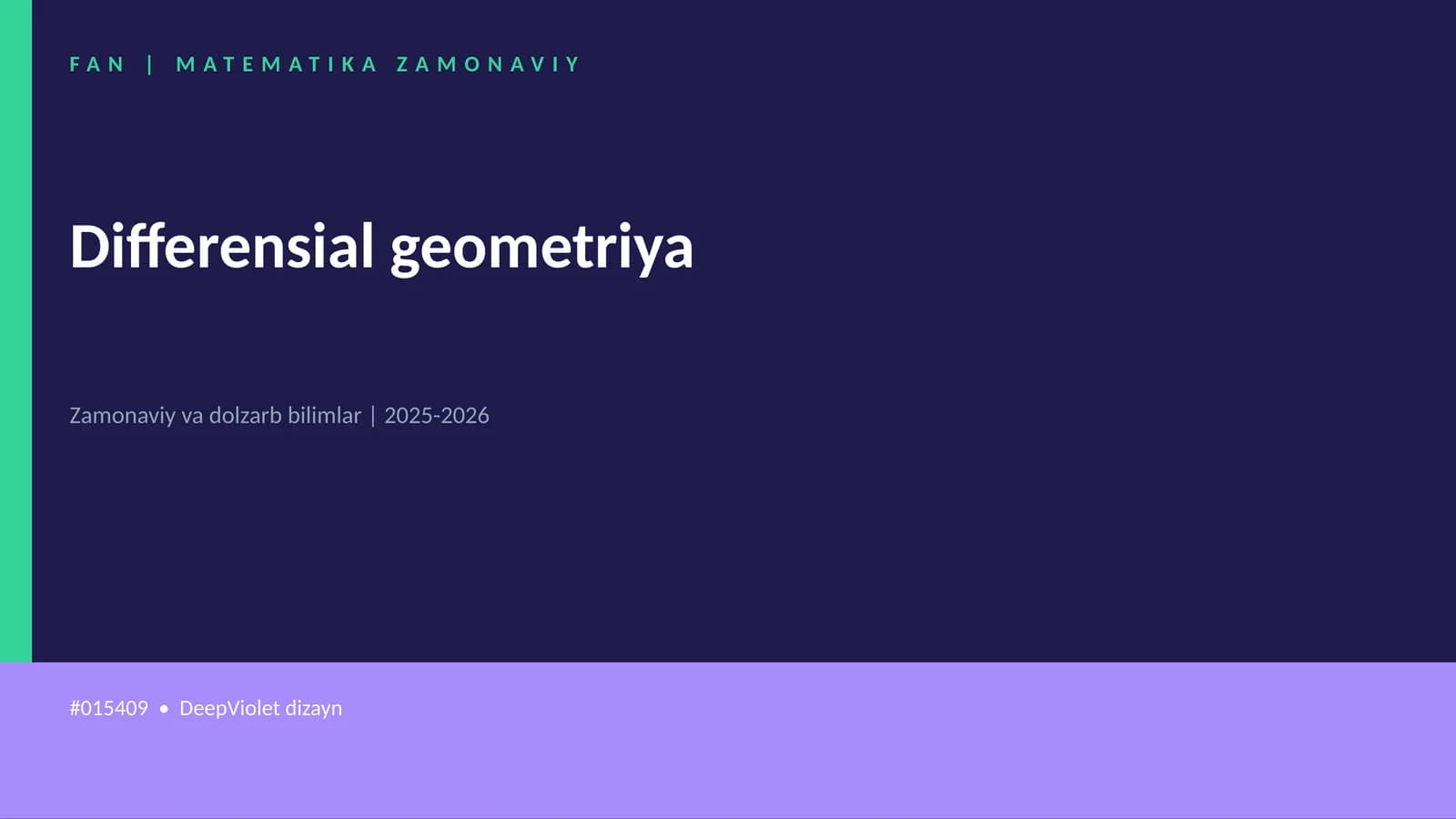 FAN | MATEMATIKA ZAMONAVIY