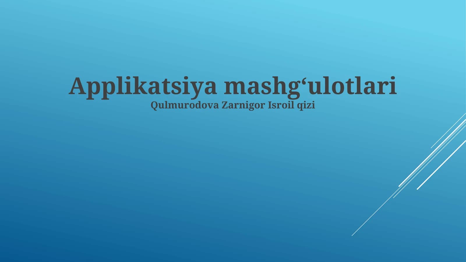 Applikatsiya mashgʻulotlari