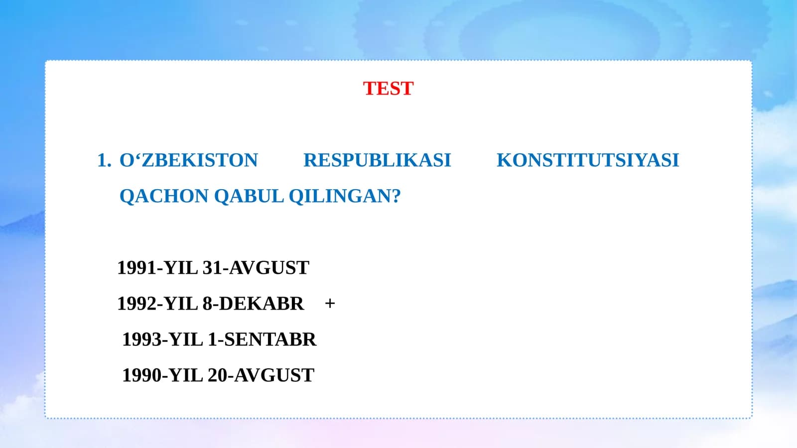 konstitutsiyaga oid testlar