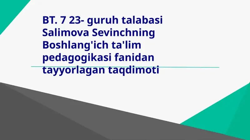 Boshlang'ich ta'lim pedagogikasi