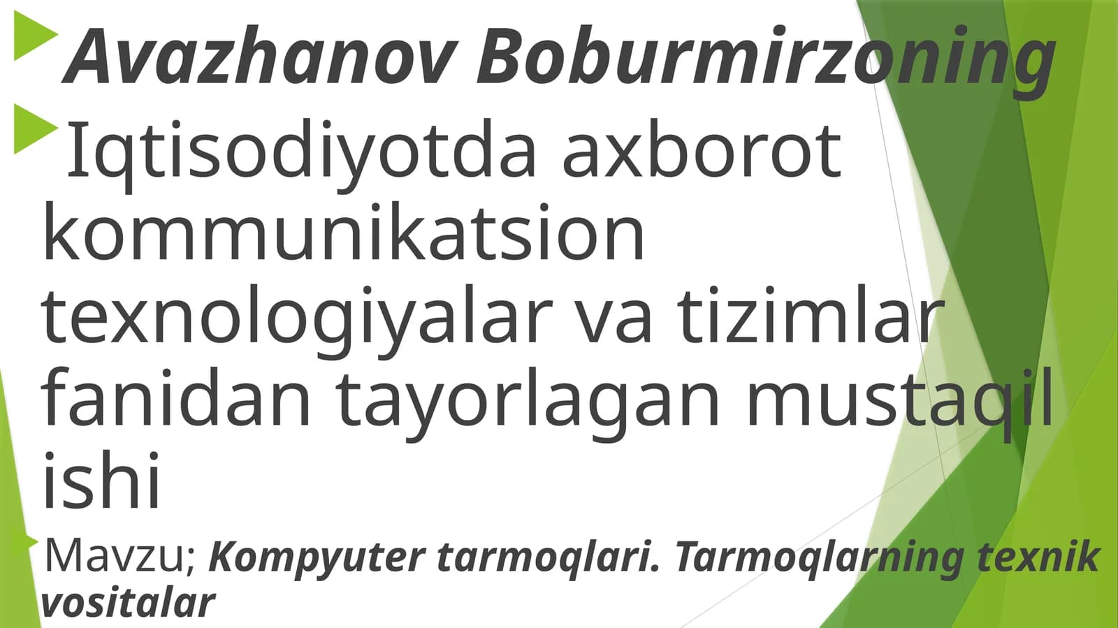 Kompyutertarmoqlari.Tarmoqlarningtexnikvositalar