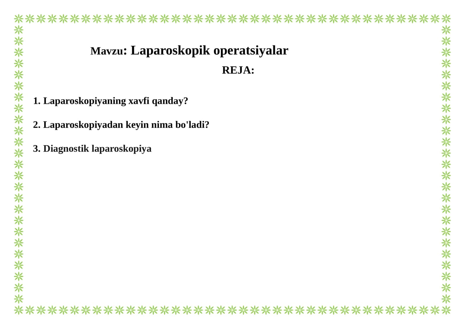 Laparoskopik operatsiyalar