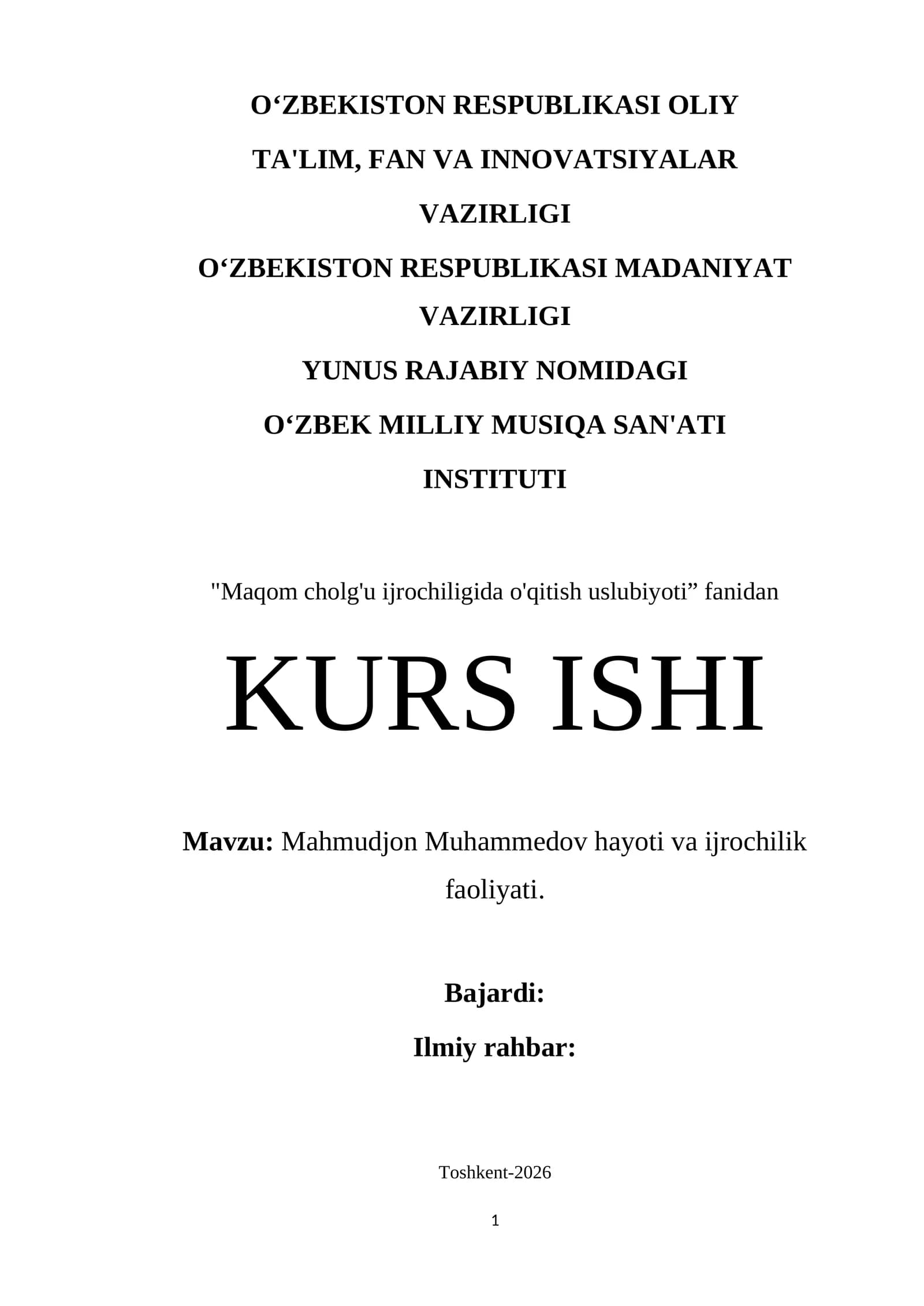 Mahmudjon Muhammedov hayoti va ijrochilik faoliyati