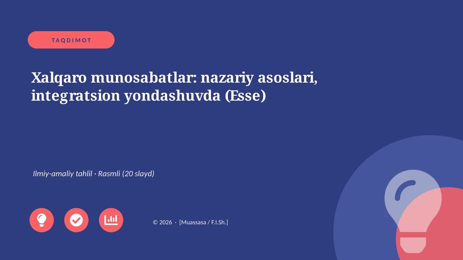 Xalqaro munosabatlar: nazariy asoslari, integratsion yondashuvda (Esse)