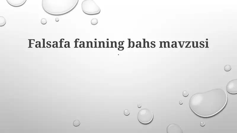 Falsafa fanining bahs mavzusi