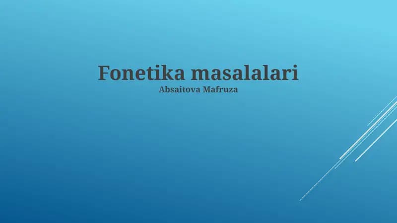 Fonetika masalalari