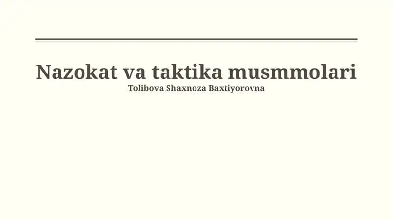 Nazokat va taktika musmmolari