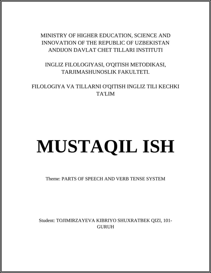 FILOLOGIYA VA TILLARNI O'QITISH INGLIZ TILI KECHKI TA'LIM