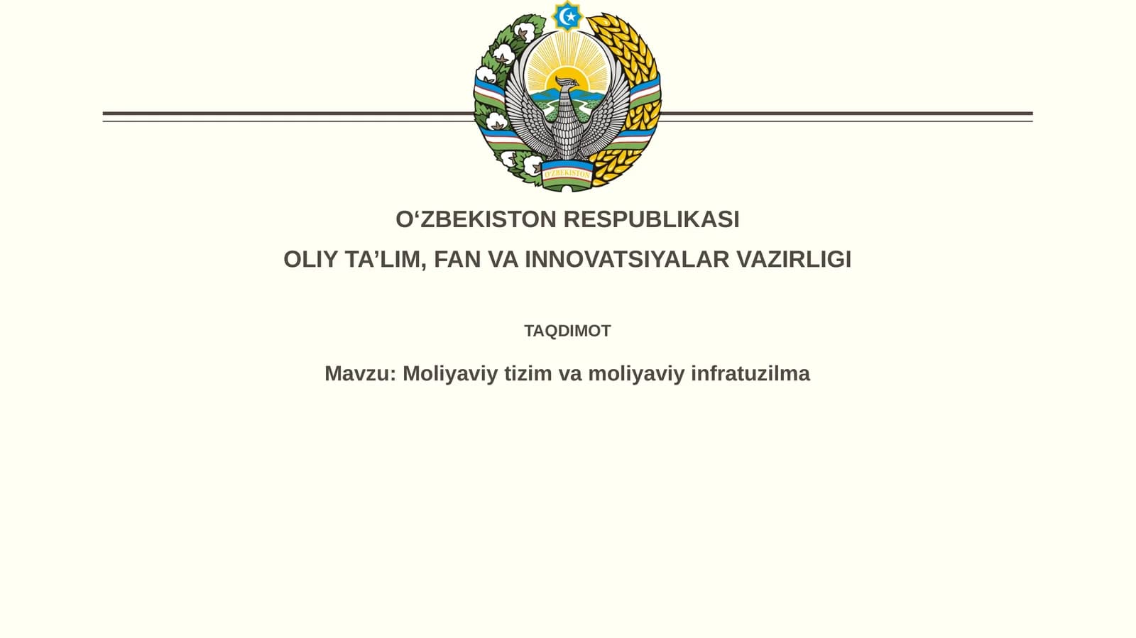 Moliyaviy tizim va moliyaviy infratuzilma