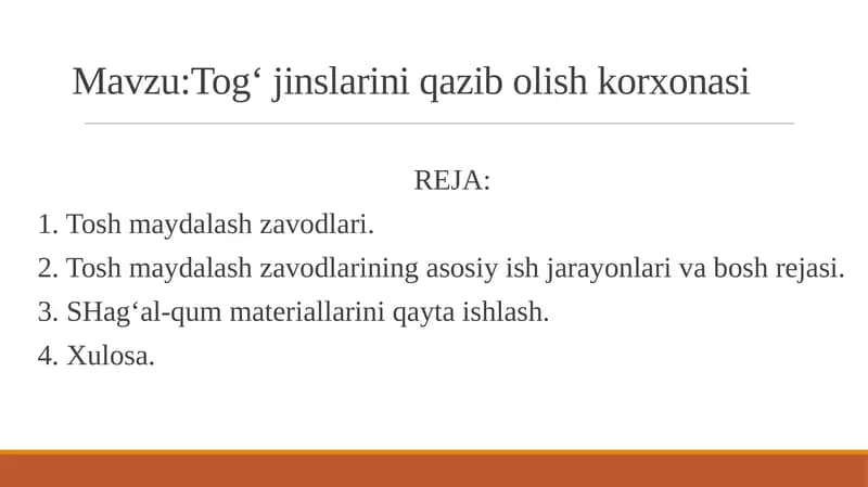 Tog‘ jinslarini qazib olish korxonasi