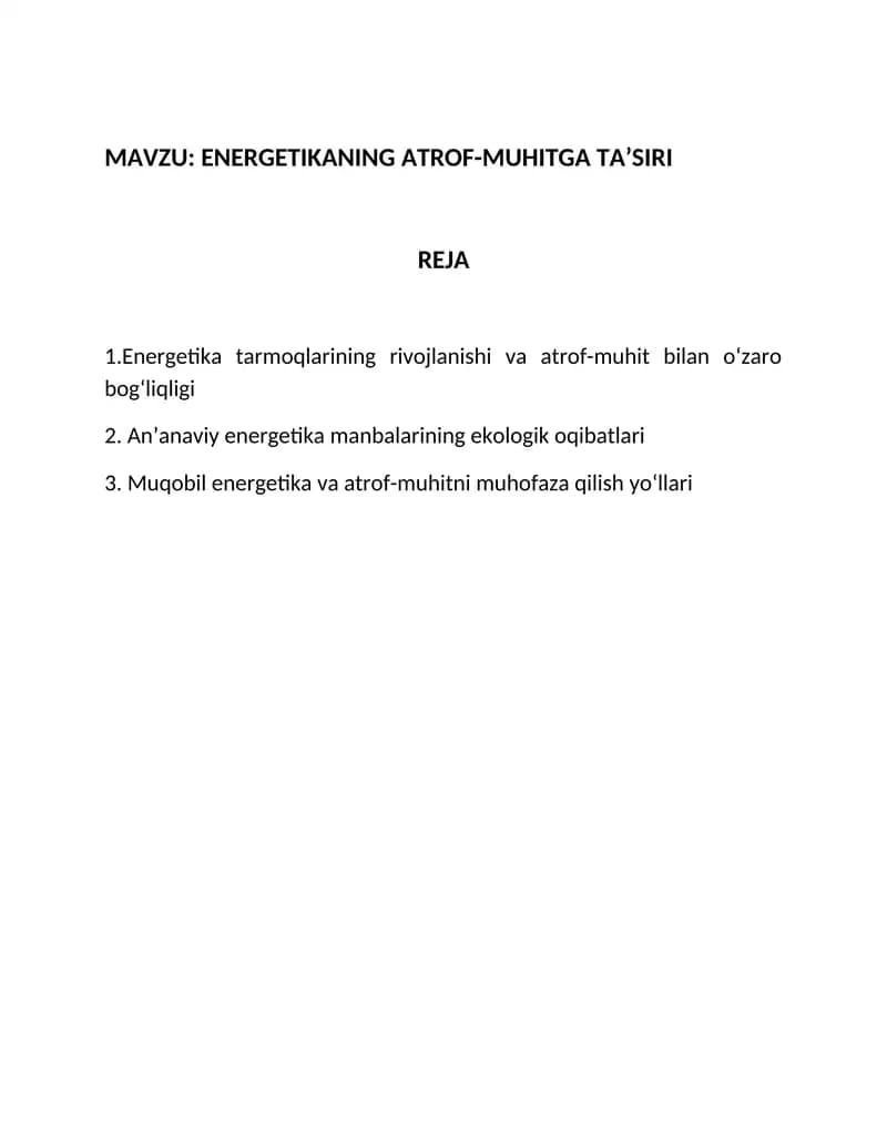 ENERGETIKANING ATROF-MUHITGA TA’SIRI