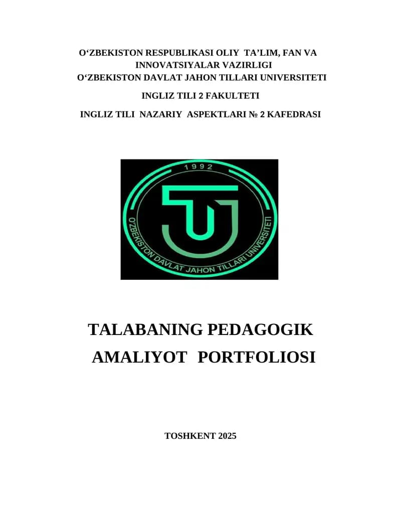 Pedagogik amaliyot portfolyosi