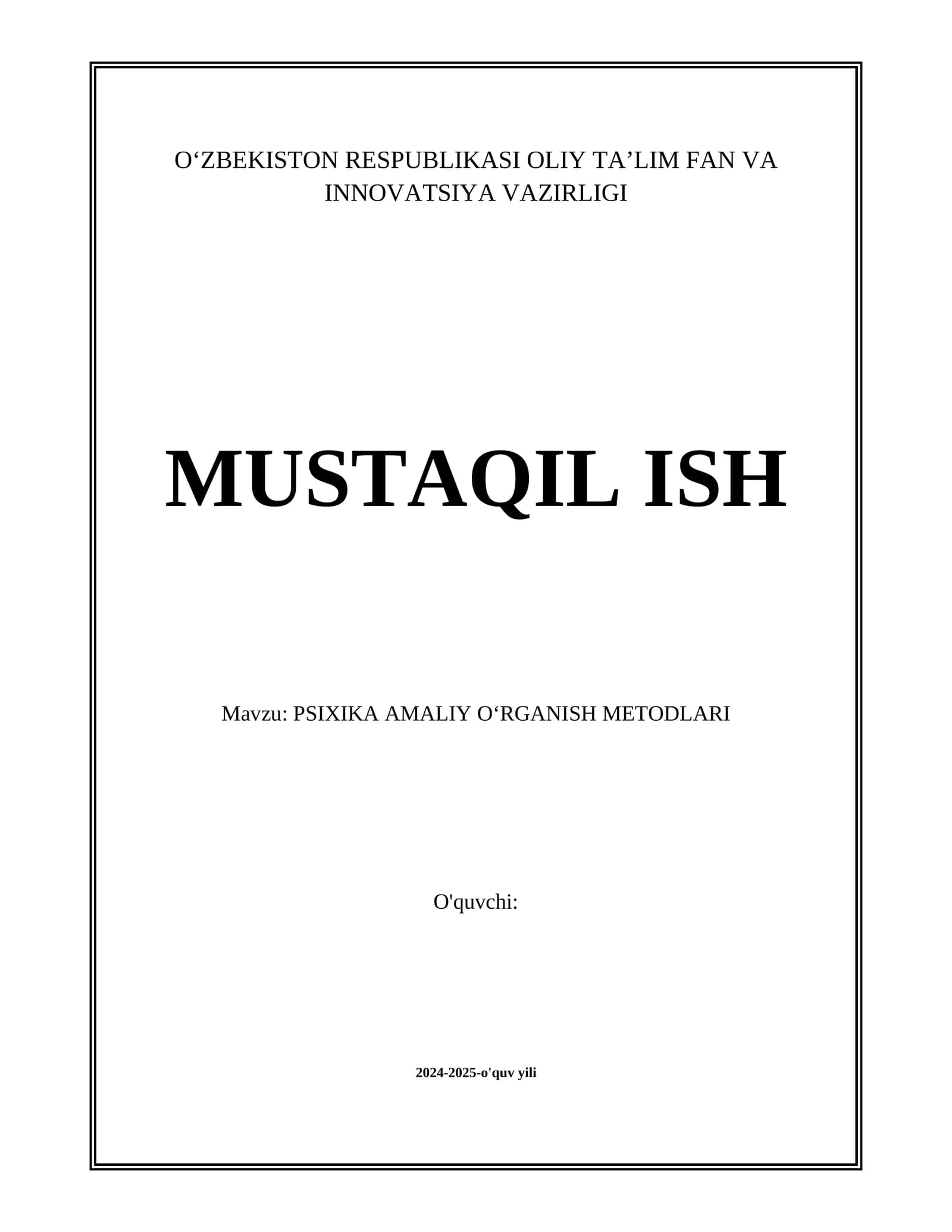 PSIXIKA AMALIY OʻRGANISH METODLARI