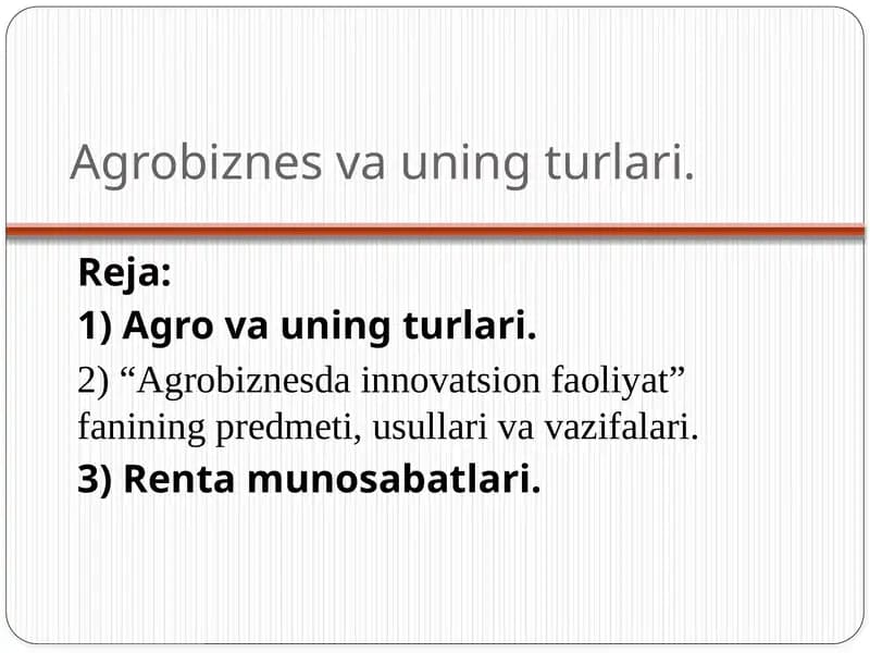 Agrobiznes va uning turlari