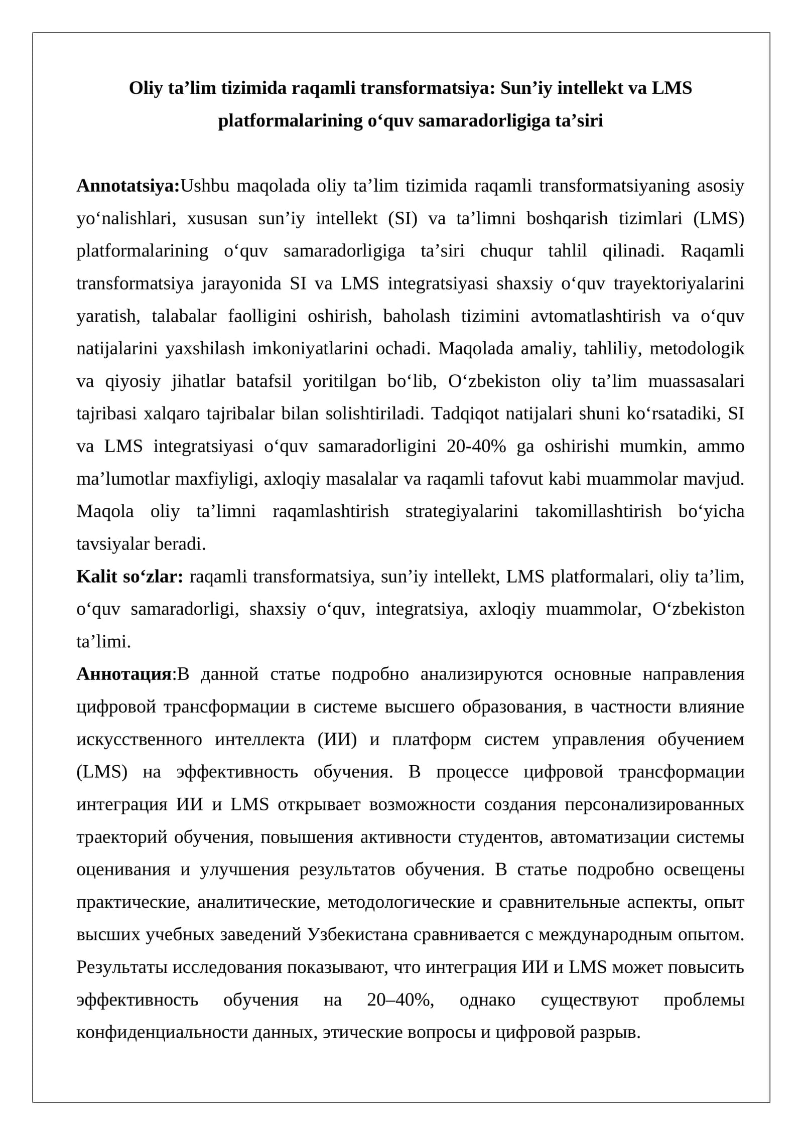 Raqamli transformatsiya