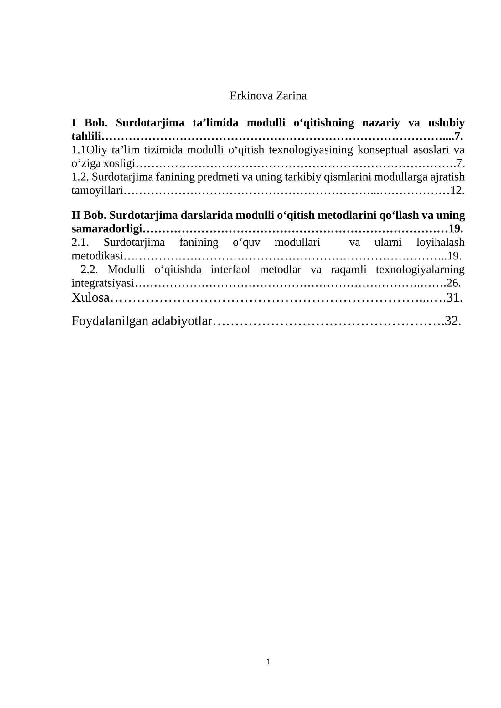Surdotarjima ta’limida modulli o‘qitish