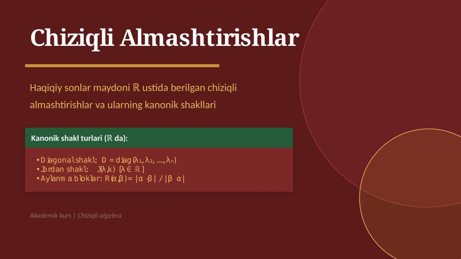 Chiziqli Almashtirishlar
