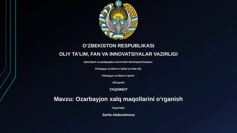 Ozarbayjon xalq maqollarini oʻrganish