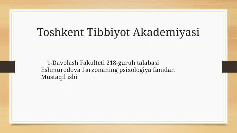 Psixologiyaning Zamonaviytendensiyalari