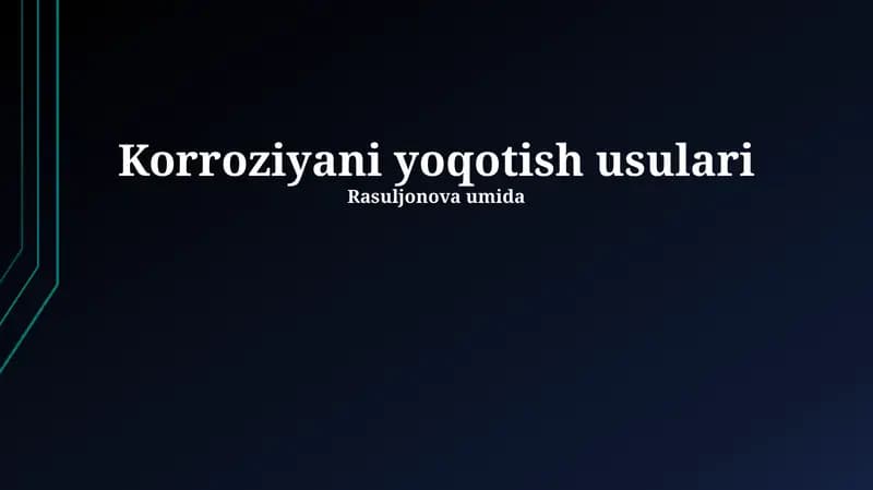 Korroziyani yoqotish usulari