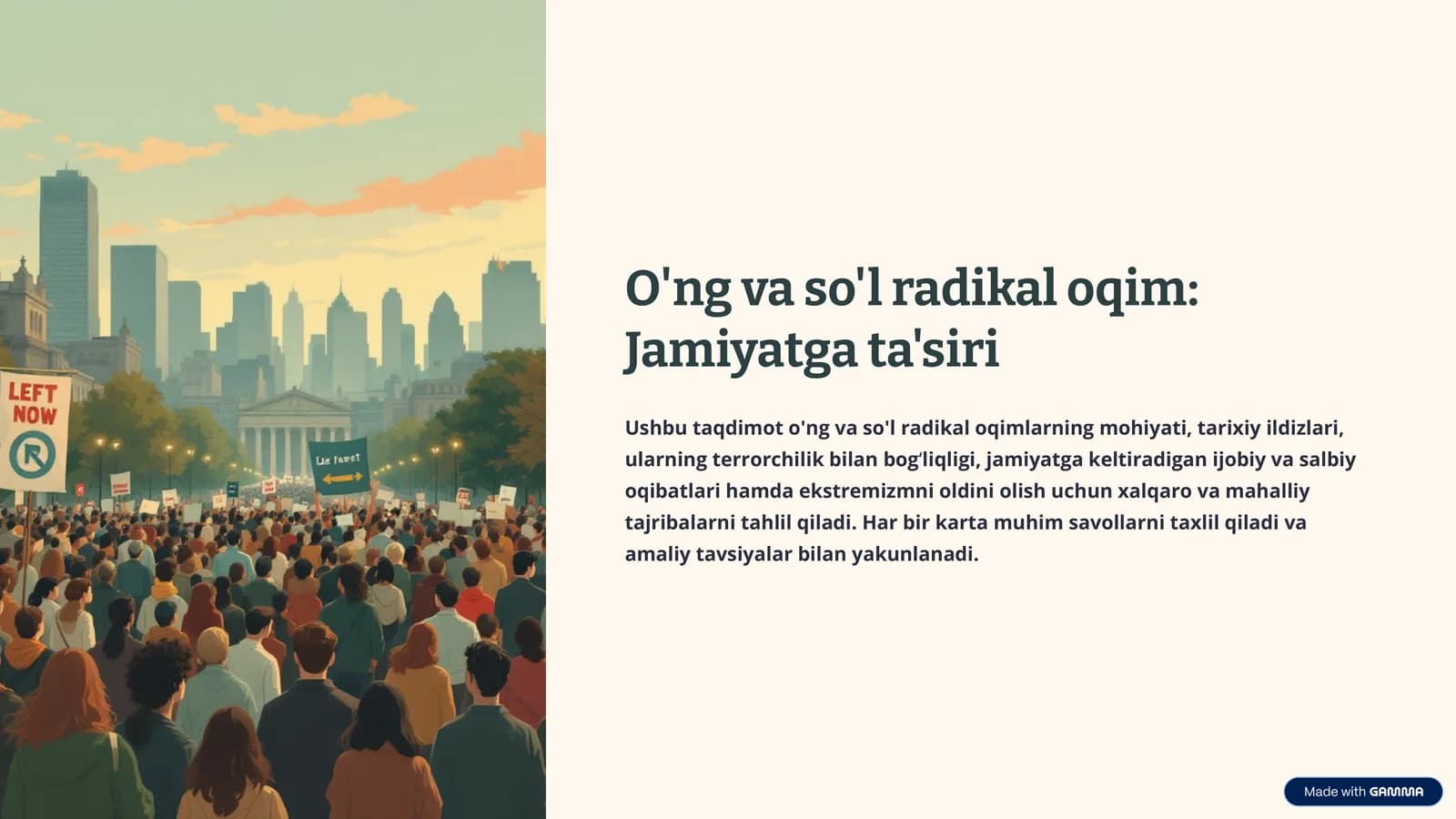 O'ng va so'l radikal oqim: Jamiyatga ta'siri
