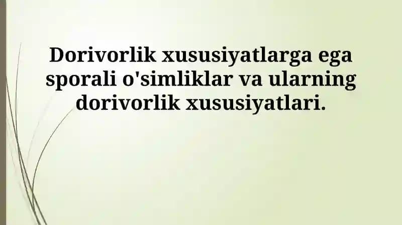 Sporali o'simliklar