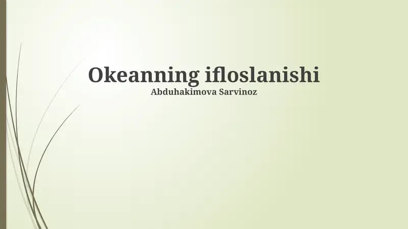 Okeanning ifloslanishi