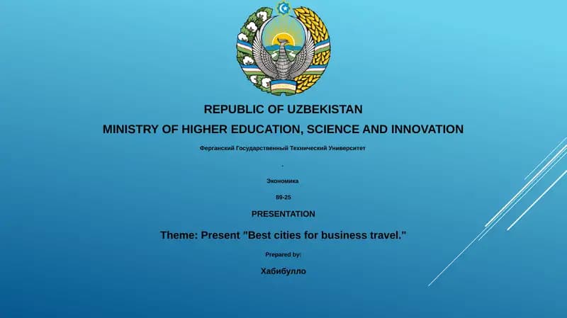 Present "Best cities for business travel."