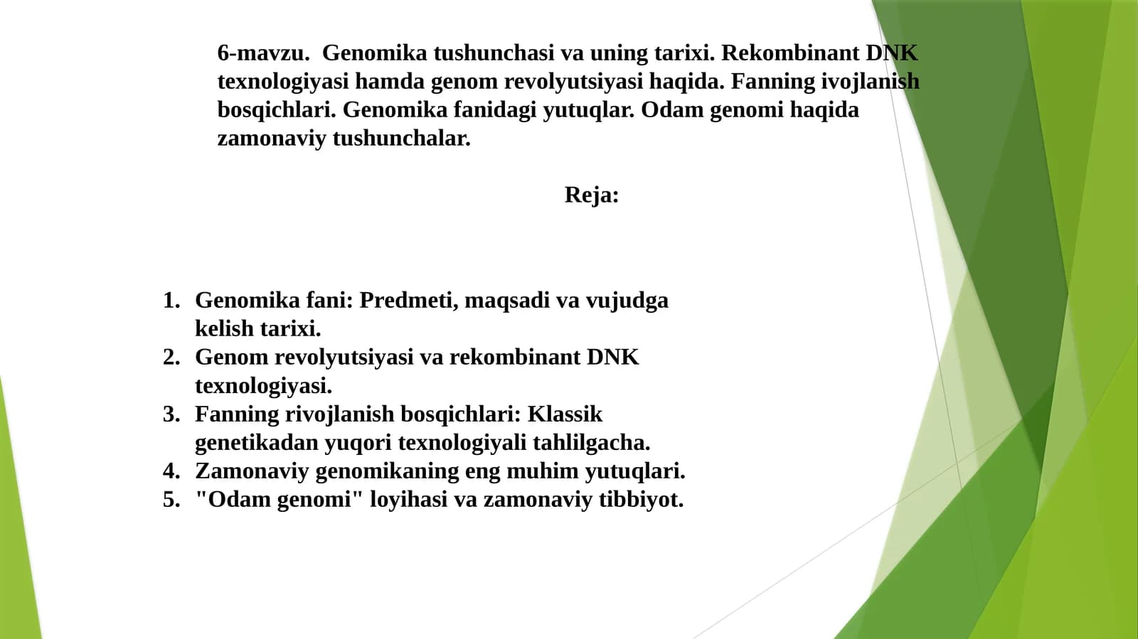 6-mavzu. Genomika tushunchasi va uning tarixi
