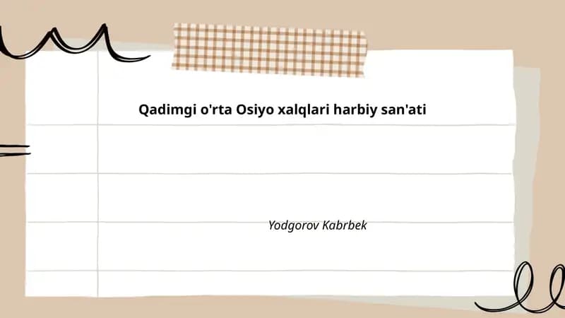 Qadimgi o'rta Osiyo xalqlari harbiy san'ati