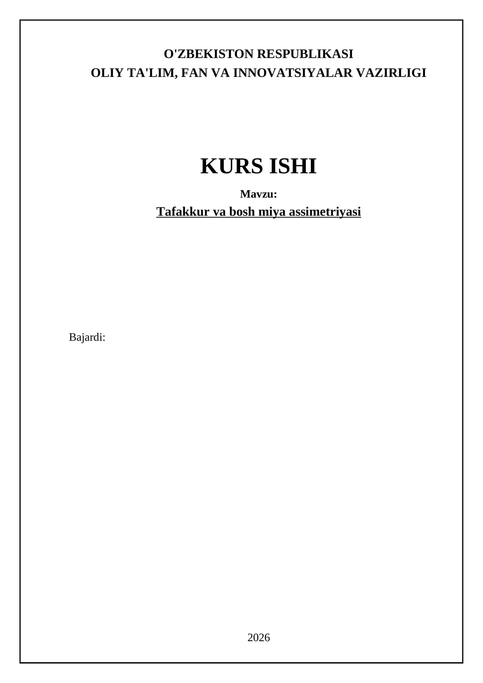 Tafakkur va bosh miya assimetriyasi