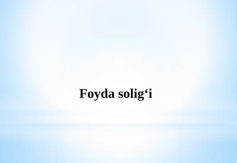 Foyda Solig‘i