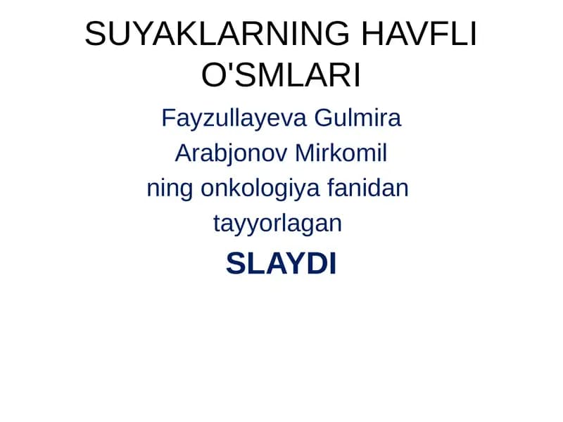SUYAKLARNING HAVFLI O'SMLARI