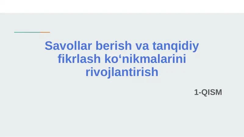 Tanqidiy fikrlash