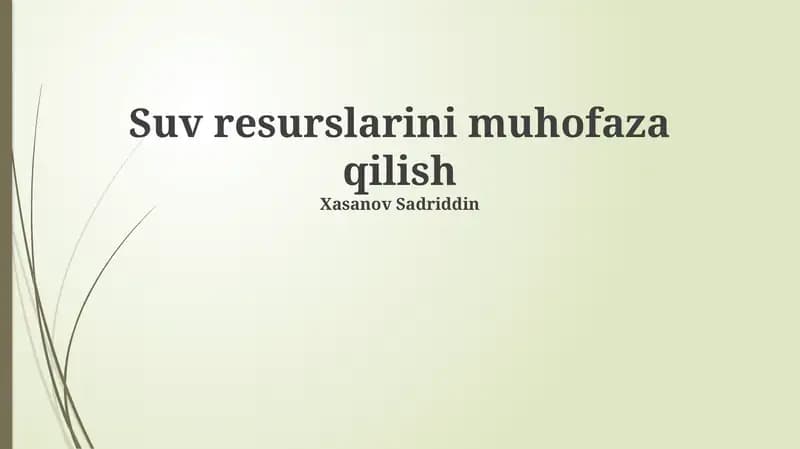 Suv resurslarini muhofaza qilish