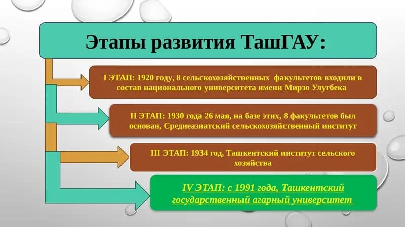 Этапы развития ТашГАУ