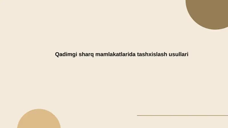 Qadimgi Misrda tashxislash usullari
