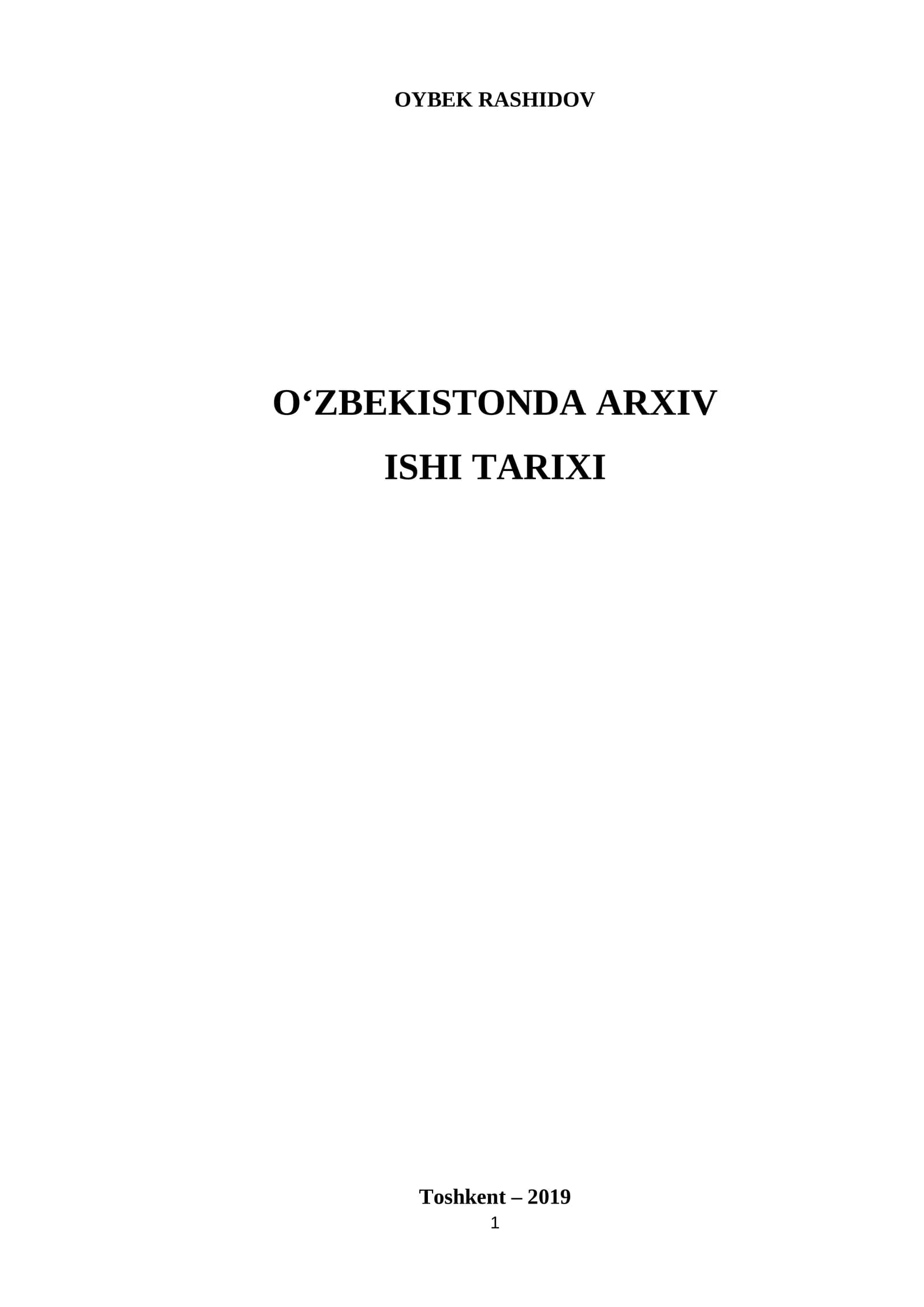 O'ZBEKISTONDA ARXIV ISHI TARIXI